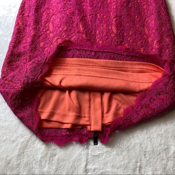 Adrianna Papell Magenta Sleeveless Lacy Dress Size 8 - Picture 8 of 12